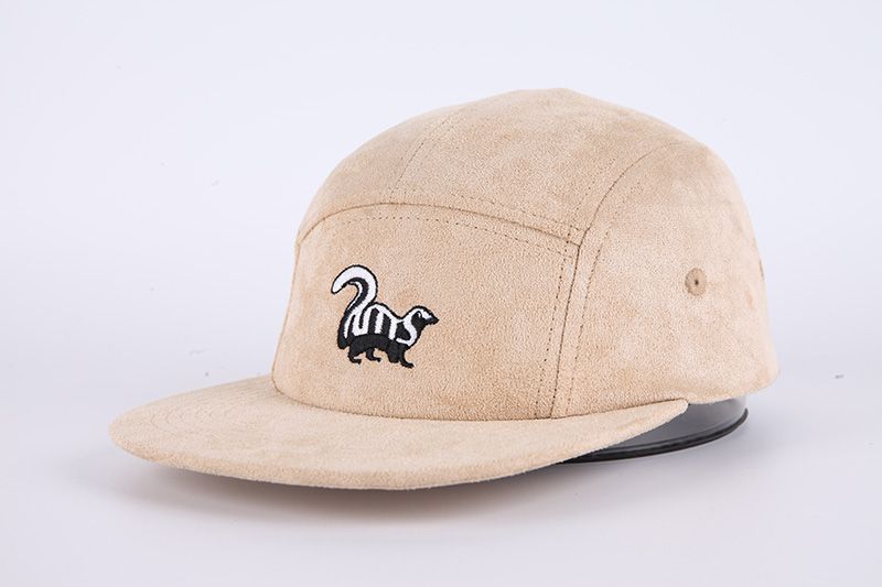 Suede Embroidered 5 Panel Hat