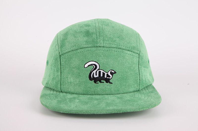 Suede Embroidered 5 Panel Hat