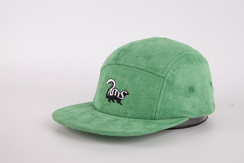 Suede Embroidered 5 Panel Hat