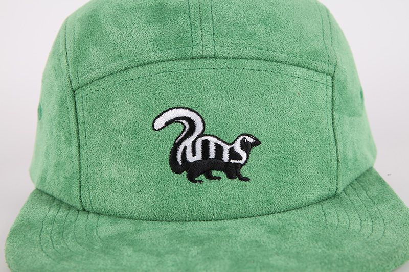 Suede Embroidered 5 Panel Hat